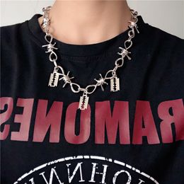 Cool Blade Pendant Necklace Metal thorn Chain Choker Necklaces for Women Punk Harajuku Hip Hop Jewellery Mujer Colar