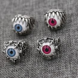 Men Vintage Dragon Claw Evil Eye Skull Ring Imitating Stainless Steel Biker Rings Devil Eyeball Halloween Party Props Male Jewelry 6 style