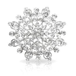 2.3 InchVintage Rhodium Silver Plated Clear Rhinestone Crystal Diamante Wedding Invitation Brooch Jewelry Pins Corsage Women