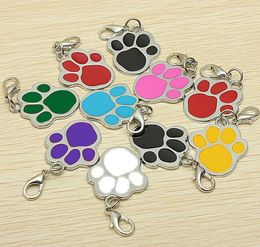 NEW Cat Dog Pet Name Brand Key Ring ID Card Keychain Puppy Paw Print Pendant Key Holder Wholesale Dog Tag 8 Colors