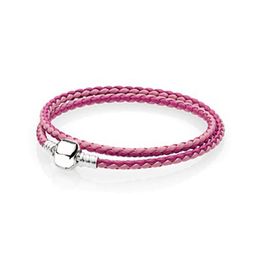 NEW Fashion 925 Sterling Silver Multicolor Mixed 12 Colours Women Double-Leather Bracelet Fit Charm DIY Gift Original Iconic Bead 11