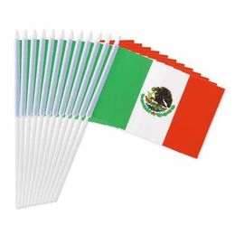 Mexico Hand Held Flag for Outdoor Indoor Usage ,100D Polyester Fabric, Make Your Own Flags, Free Shipping