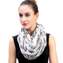 Cute Music Notes Print Women's Infinity Loop Scarf Wrap Gift Idea for Teachers Soft Lightweight for All Seasons