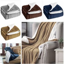 Sherpa Fleece Blankets Soft Sofa Lazy Blankets Twin Double Layer Plush Throw Blanket Soft Microfiber Bed Swaddling Beach Shawls Gifts D375