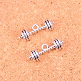 50pcs Charms fitness equipment barbell Antique Silver Plated Pendants Making DIY Handmade Tibetan Silver Jewelry 25*7*7mm