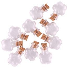 50pcs Transparent plum blossom Glass Bottle Jars Vials Wishing Bottle Cute Art Bottles with Corks Stopper DIY craft gift