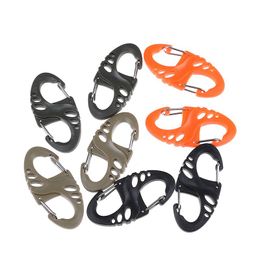 S Type Climbing Hook All-in-one Mini Keychain Carabiner Outdoor Dual Buckle Key Chain 8 Shape Buckle for Camping Travelling DLH057