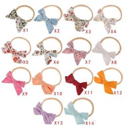 Cute Baby hair accessories Hair Bows Nylon Headband Photography Floral Print Birthday gift 20pcs for Boutique store