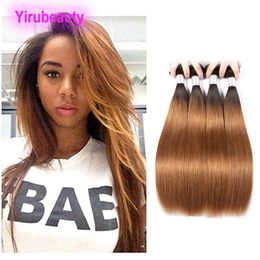 Malaysian Human Hair Extensions 1B 30 Ombre Color Silky Straight 10-28inch 1b 30 Double Wefts 4 pieces