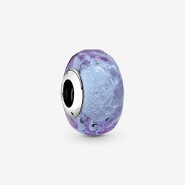 New Arrival 100% 925 Sterling Silver Wavy Lavender Murano Glass Charm Fit Original European Charm Bracelet Fashion Jewellery Accessories