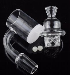 4mm Opaque Bottom Quartz Banger with Spinning Carb Cap & Terp Pearl Ball 10mm 14mm 18mm clear Joint Quartz Nail for Dab rigs bong