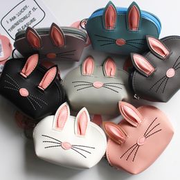 3D Rabbit Ear PU Leather Card Holder With Hanging Keychain Bunny Credit Card Coin Purse Holders Party Favor RRA2865