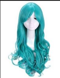 WIG shipping Fashion Women 60cm Turquoise blue body Wavy Cosplay party Wig