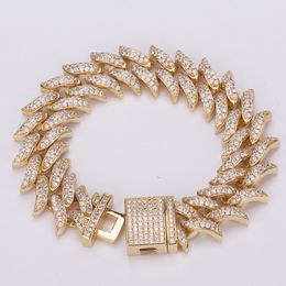 High End Quality 18mm 7inch Gold Silver Colour Iced Out CZ Bracelet Links Chains Mens Punk Hip Hop Jewellery Gifts