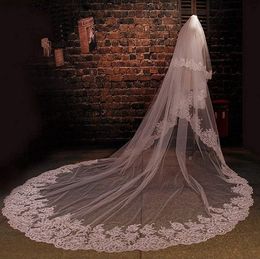 Wedding Veils with Beads Sequins Cathedral Bridal Women 2T Lace Edge Cathedral Length Long Bridal Wedding Bridal Veil with Comb301z