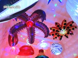 Customised Strange Lighting Inflatable Flower 2m Diameter Hanging Flower With Light For Wall And Party Decoration