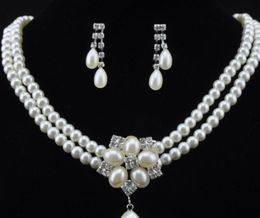 Jewellery Jewellery 00173 Charm Women man-made Jewellery Pearl Necklace Earring Set Wedding Costume