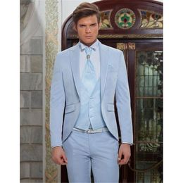 Fashionable One Button Groomsmen Peak Lapel Groom Tuxedos Men Suits Wedding/Prom/Dinner Best Man Blazer(Jacket+Pants+Tie+Vest) 701