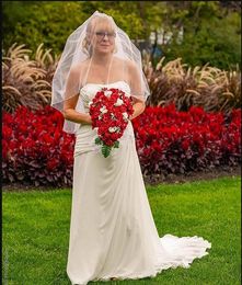 2020 A line Chiffon Sleeveless Sweetheart Wedding Dresses Appliques Elegant Plus Size Bridal Gowns Custom Made Style robes de mariée
