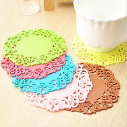 Silicone Coasters Round Drink Coasters Lace Stain Resistant Placemat+ 