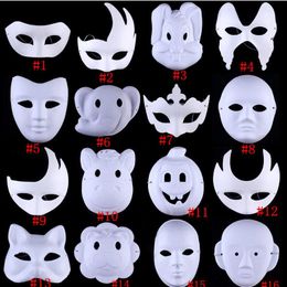 Halloween Ball White Hand Painted DIY Face Mask Environmental Protection Pulp Men Women Animal Beijing Opera Masks