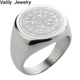 Valily Mens Ring Simple Silver Compass Ring Stainless Steel fashion Round Band Rings For Men Women Navigator Rings Jewelry Gift
