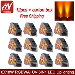 12pcs 6x18w RGBWA UV wireless DMX par can up light wifi&remote control rechargeable battery powered uplights LED wall washer wedding Uplighting