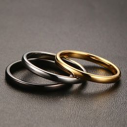 Wholesale 100pcs/lot stainless steel rings width 2mm finger ring wedding band Jewelry for Men Women silver/gold/black Fashion Brand New