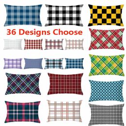 New Plaid Pillow Case Cover 12 x 20 Inches Peach Suede Cushion Cover For Sofa Car Home Decoration Xmas 33 Styles XD22621
