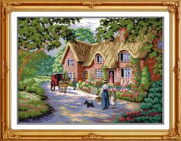 Life in countryside home decor painting ,Handmade Cross Stitch Embroidery Needlework sets counted print on canvas DMC 14CT /11CT