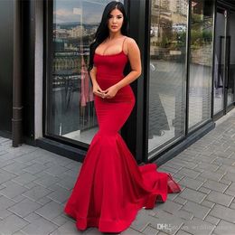 Sexy Newest Design Evening Dresses Spaghetti-Strap Mermaid Prom Dresses Long Red Evening Gowns Special Occasion Dresses robes de soirée
