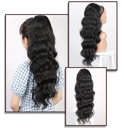 Wavy Ponytail Extension for Women Human Long Drawstring Wave Ponytail Clip in Hairpiece 140g Fake ponytail soft Hair