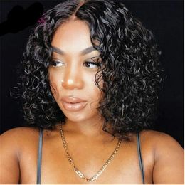 DIVA1 Water Wave Thin fillm swiss hd Lace Wig BOB Deep Part Laces Front Human Hair Wigs for Black Women Brazilian Remy double drawn PrePlucked