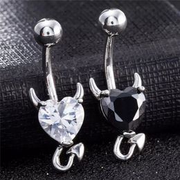 3 Colours Little Evil Shape Silver 316L Stainless Steel Jewellery Navel Bars Silver Belly Button Ring Navel Body Piercing Jewellery