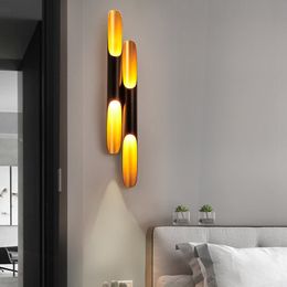 Aluminium Bamboo Tube Wall Lamps Double Head Nordic retro tubular Wall Light AC 90-260V Oblique Mouth Wall Lamps