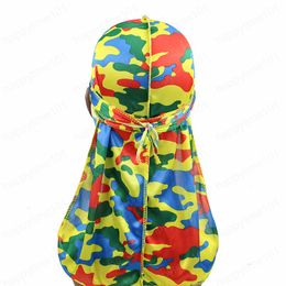 Men's Satin Camo Durags Turban Bandanas Men Silky Durags Waves Cap Headband Head Cover Hair Accessories Du Rag