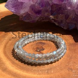 MG0708 42 inch 6 mm Faced Labradorite Bracelet 4 Wrap Women`s Yoga Mala Beads Bracelet Best Freindship Mother`s Day Gift Bracelet