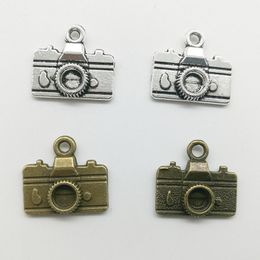 50pcs/Lot Mini Camera Alloy Charms Pendant Retro Jewelry Making DIY Keychain Ancient Silver Pendant For Bracelet Earrings Necklace 14*16mm