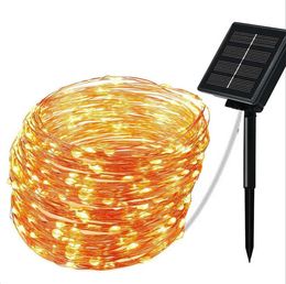 Solar Fairy light string battery powered waterproof 12 Metres 100 LED string silver line firefly party light strip Garden Decorations K969-1