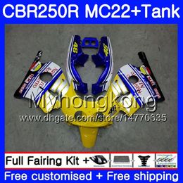 Injection +Tank For HONDA CBR 250RR yellow on sale CBR250 RR 95 96 97 98 99 263HM.42 MC22 CBR 250 CBR250RR 1995 1996 1997 1998 1999 Fairing