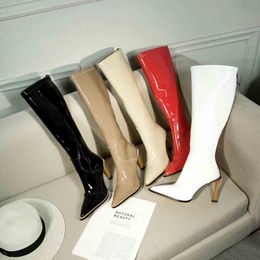 Venda-Nova quentes botas altas de design das mulheres joelho, botas de salto alto moda inverno das mulheres, botas com zíper Estrela, 9.5cm botas de salto alto