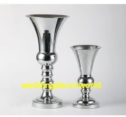 trumpet silver flower vase , wrought iron flower stand Centrepieces for wedding decoration decor0933