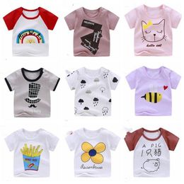 Kids Clothes Girls Summer T-shirts Infant Cotton Cartoon Tops Toddler Elastic Short Sleeve Tees Newborn Tanks Boutique Clothing CZYQ5470