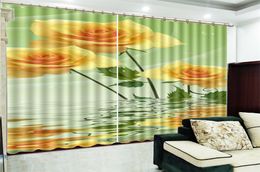 Wholesale 3d Curtains Yellow Flowers On The Water Decoration Indoor Living Room Bedroom Kitchen Window Blackout Curtain