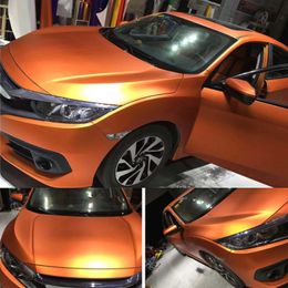 Premium Chrome Satin Ceramic Orange Vinyl Car Wrap Foil Film With Bubble Free Air Release Size 1.52x20m/5x67ft