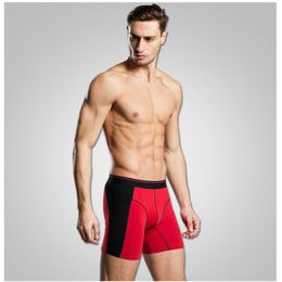 Mens Solid Colours Breathable Underwear Fashion Trend Elastic Wear Youth Loose Boxer Long Front Opening Movement Slim Boxer Cotton Underpants