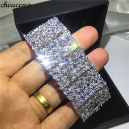 choucong Luxury bracelets White Gold Filled Mutil 5A cz Silver Colours Party Wedding bracelet for women Bridal Gift Width 35mm