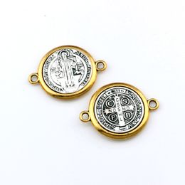 30Pcs Catholic St Benedict Cross Connector For Jewelry Making Bracelet DIY Accessories 34.2x25.8mm F-63