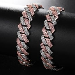 13mm Width 16/18/20inch Gold Plated Micro Pave Double Colours CZ Cuban Chain Neckalce for Men Hiphop Jewellery