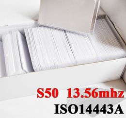 1000pcs/Lot IC Card 13.56MHz ISO14443A S50 PVC Card Universal Label F08 Blank PVC RFID Tag Access Control Card